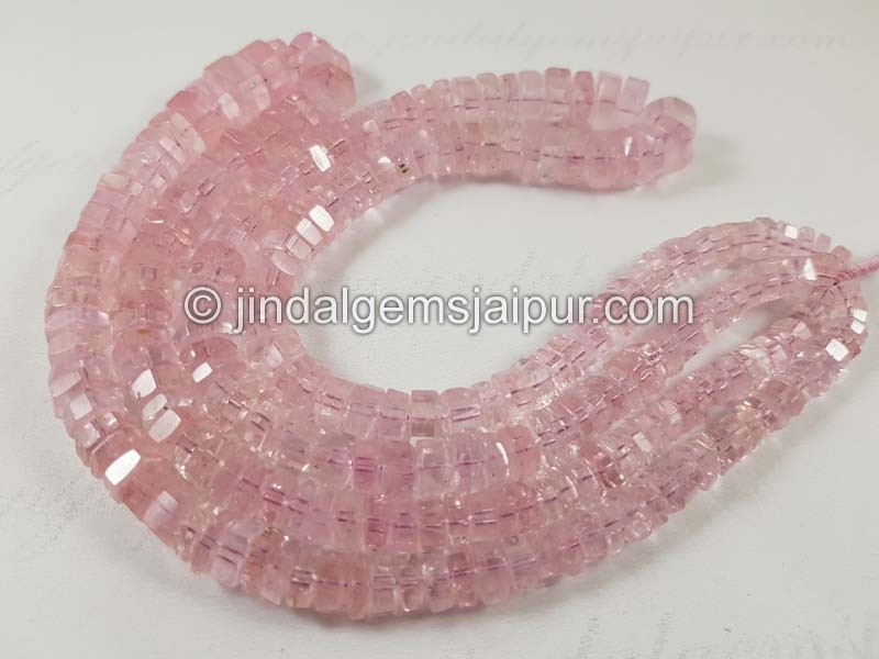 Pink Morganite Step Cut Roundelle Beads